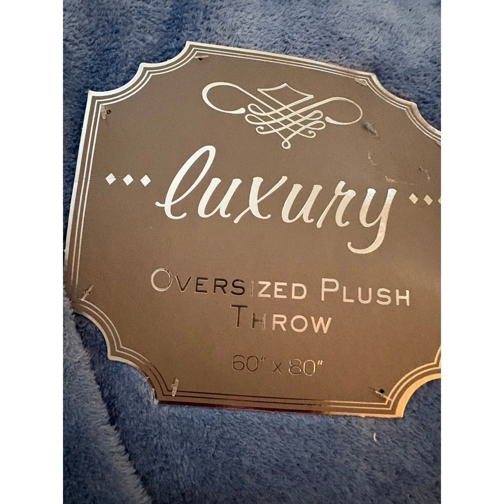 Luxury Oversized Plush Throw Blanket 60x80 Dusty Blue Soft Fleece 100% Polyester